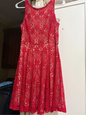 Red Lace Fit & Flare Dress